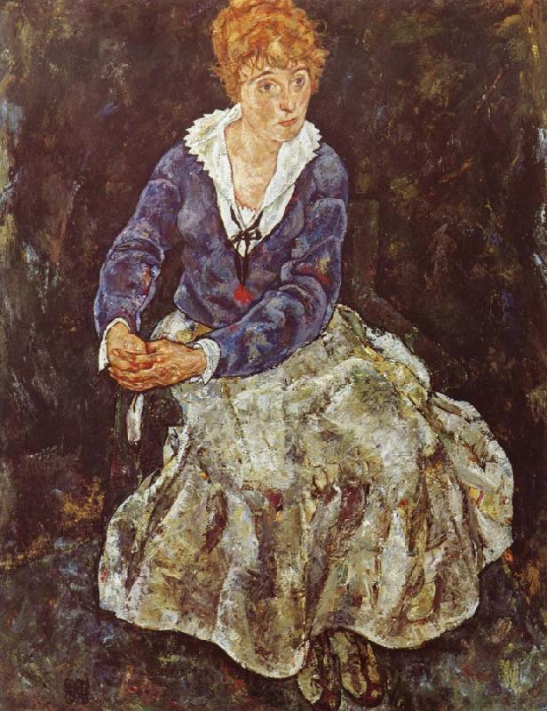 Egon Schiele Portrait of Edith Schiele Seated Norge oil painting art